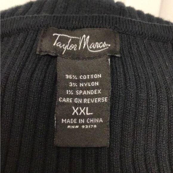 Taylor Marcs Women’s Classic V Neck Ribbed Sweater, Black, size XXL - Picture 7 of 8
